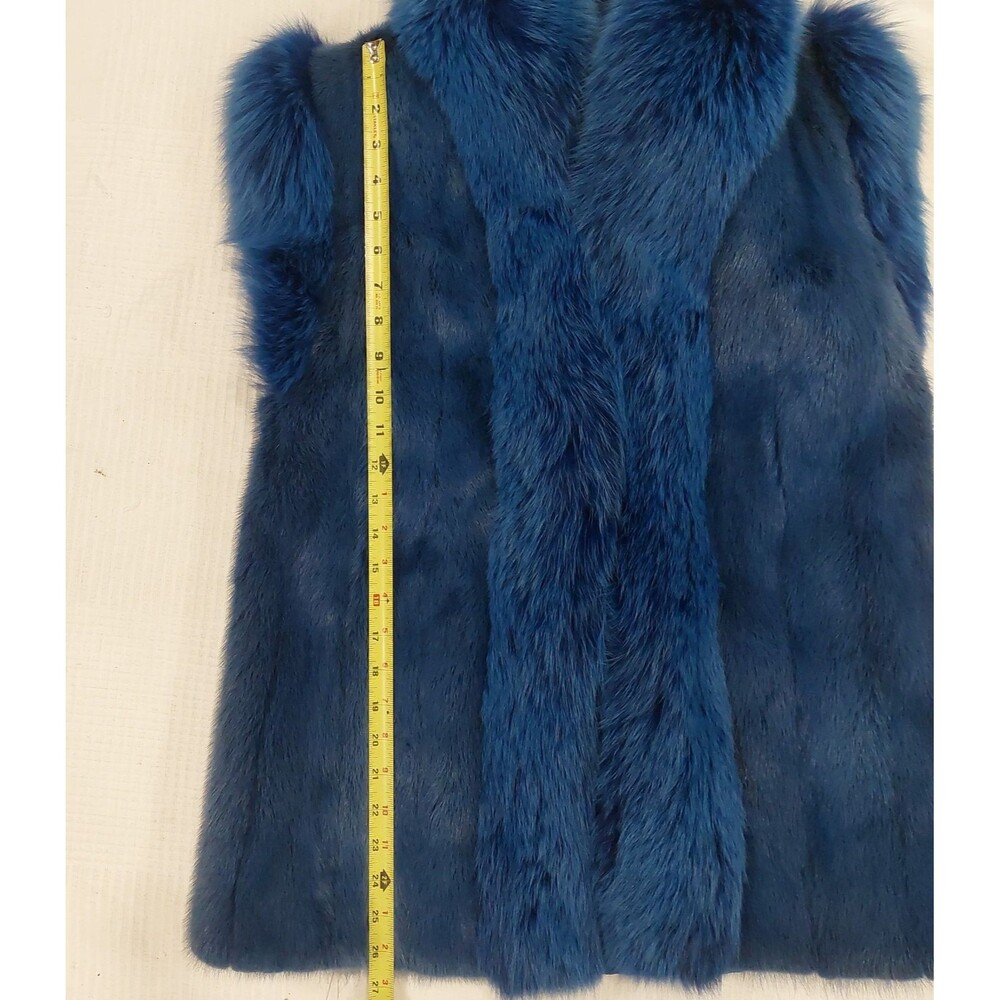 Authentic REVILLON Paris New York Electric Blue Rabbit Fox Fur Convertible Vest - Picture 6 of 14